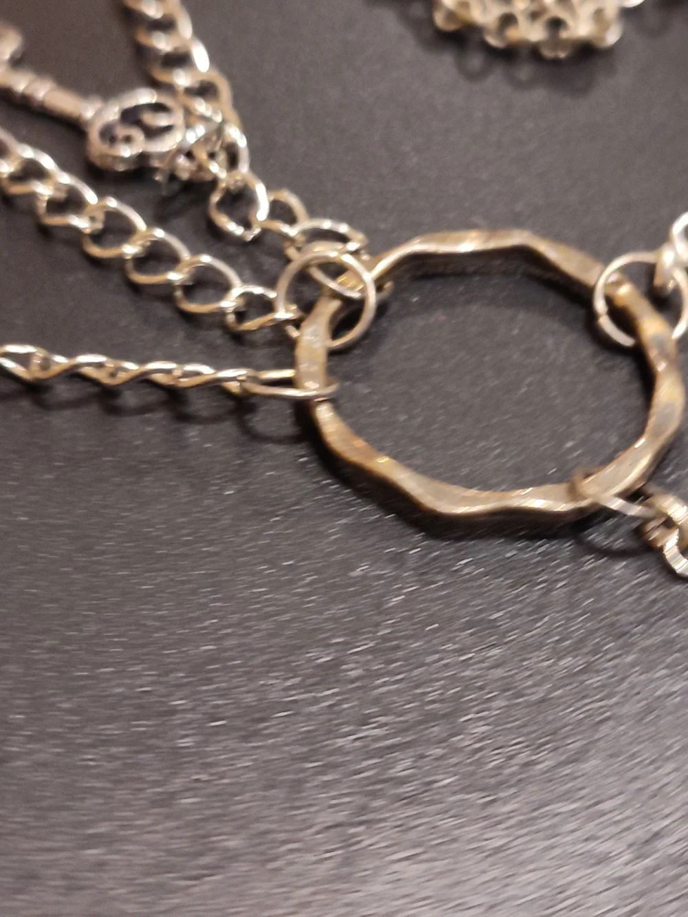 Silver Heart Key Charm Layered Necklace - Women Accessories